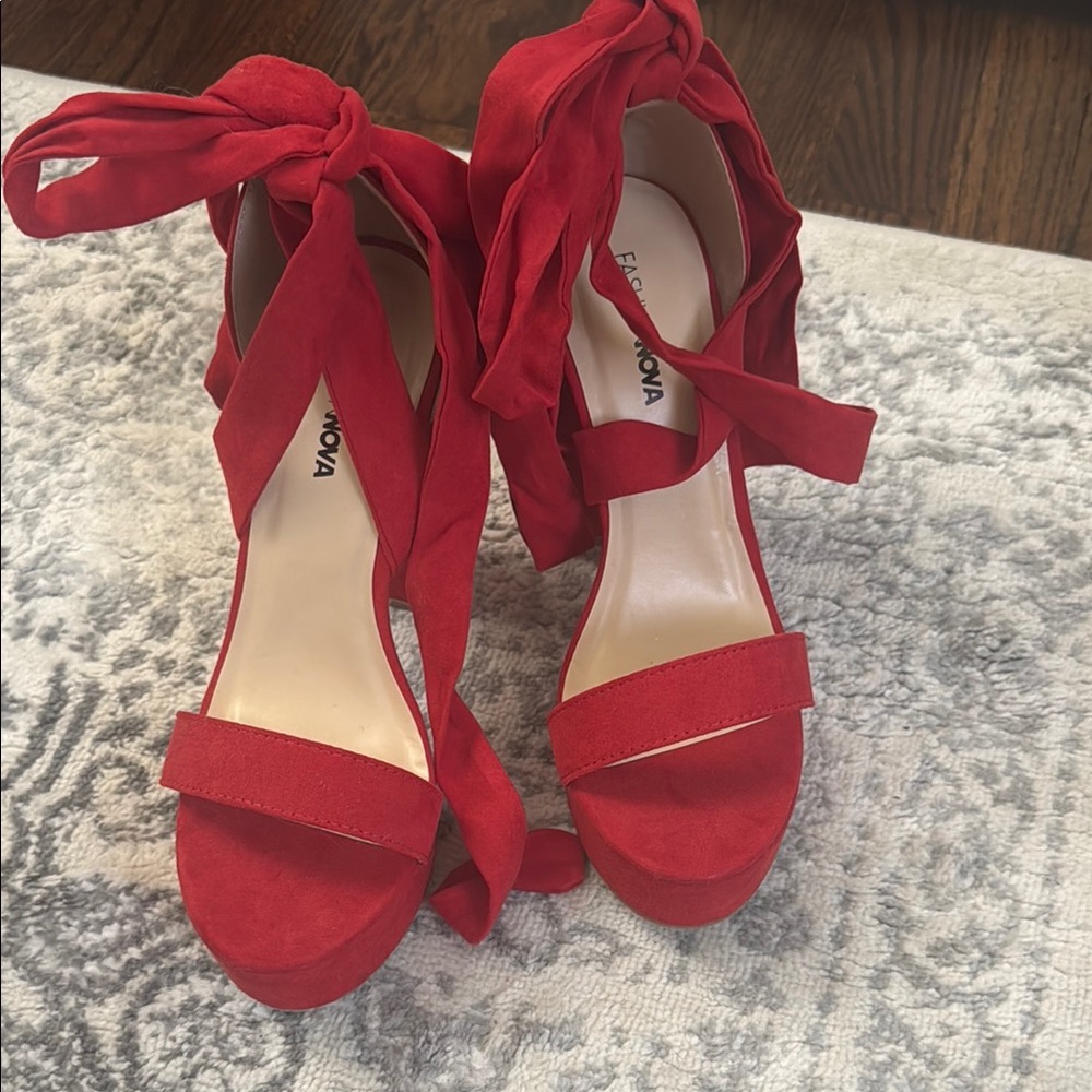 Red platform heels